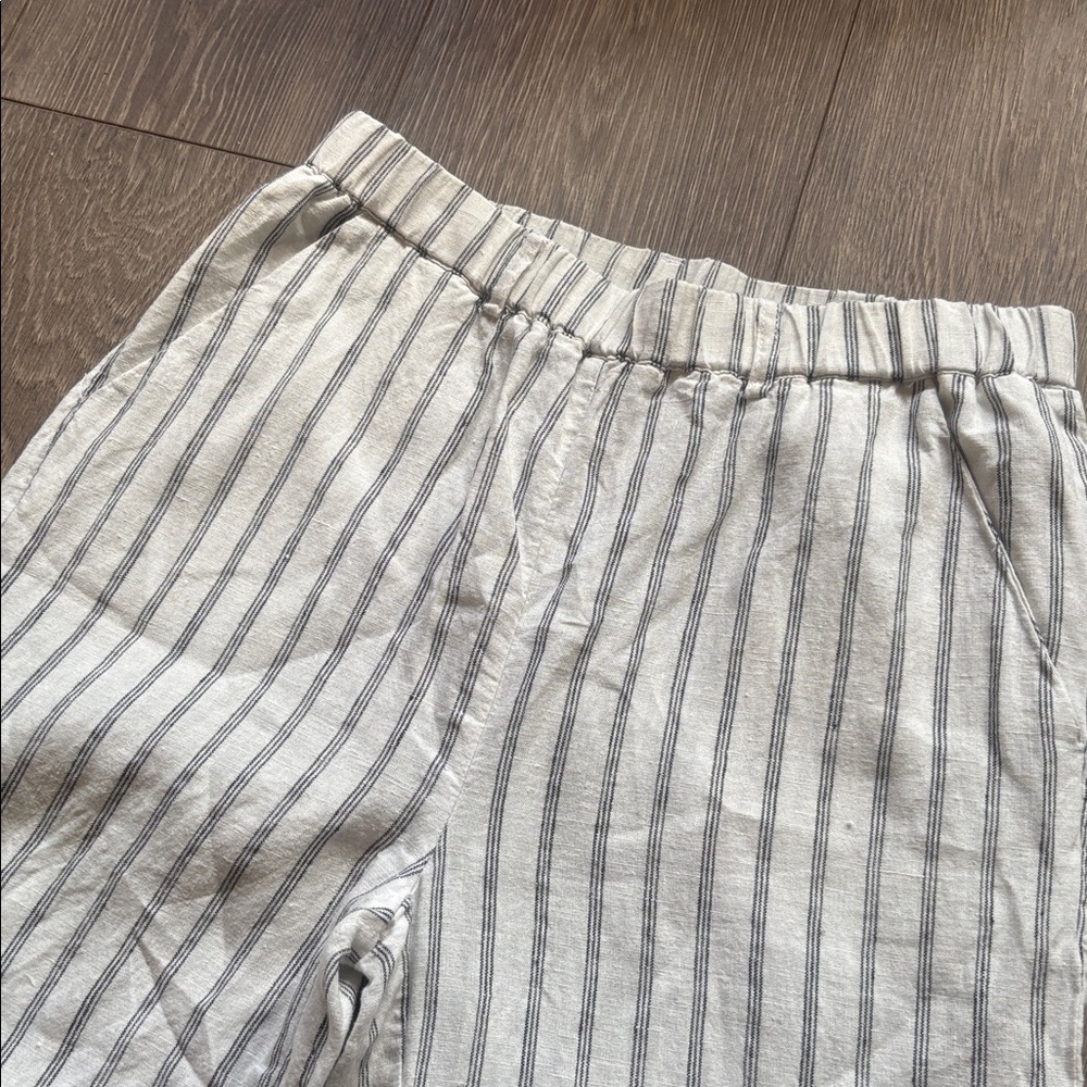 Quince women’s linen Light Gray and White Striped Casual Pants - Picture 2 of 5